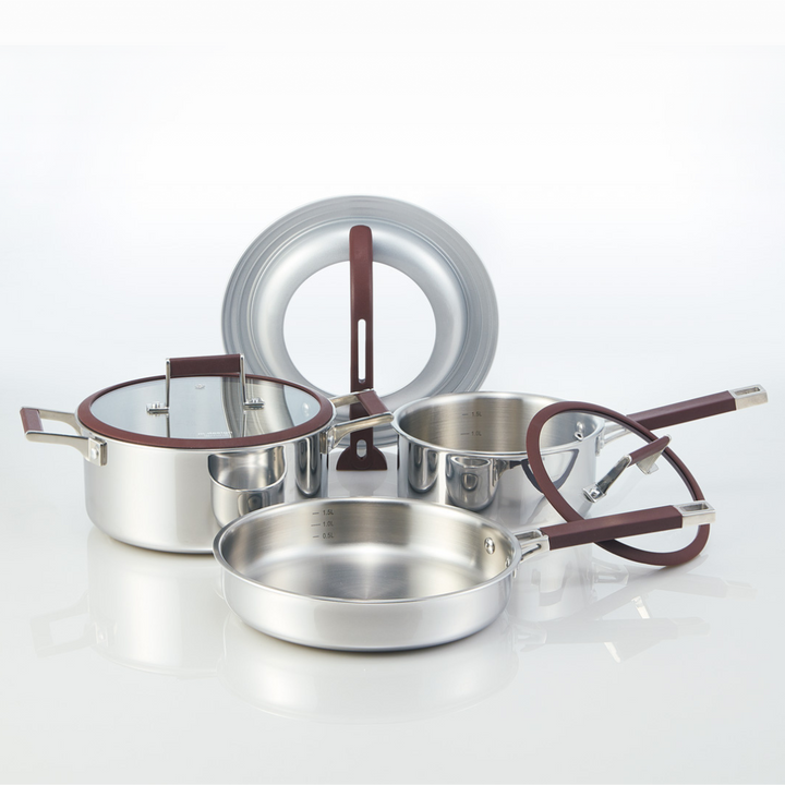 m.design ラミーナ 片手鍋・両手鍋・フライパン・カバーセット