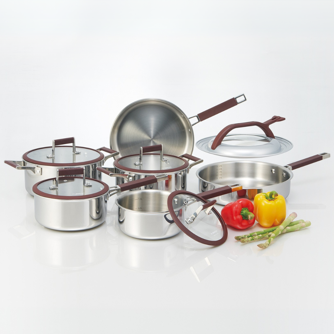 m.design ラミーナ 片手鍋・両手鍋・フライパン・カバーセット