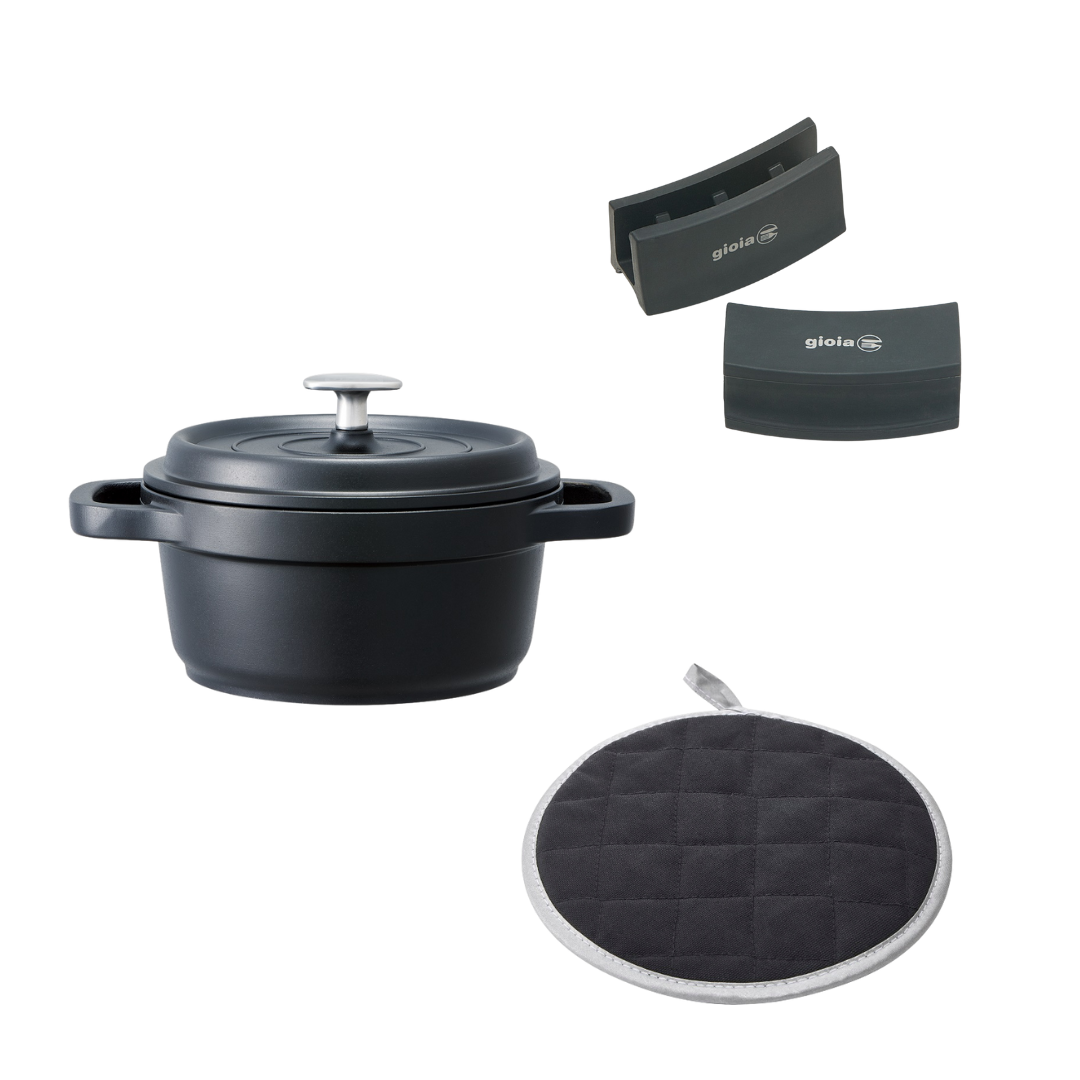 gioia ごはん鍋 16cm・ハンドルカバー・鍋敷きセット