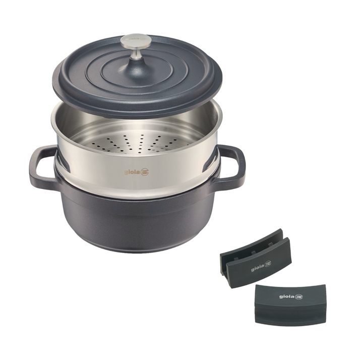 gioia キャセロール・蒸し器・ハンドルカバー3点セット