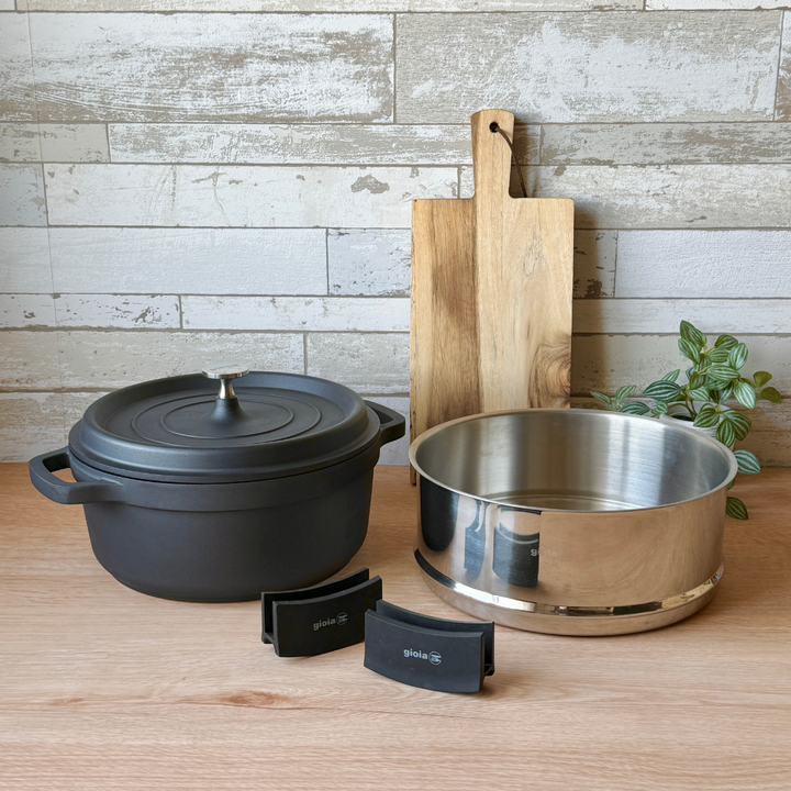 gioia キャセロール・蒸し器・ハンドルカバー3点セット