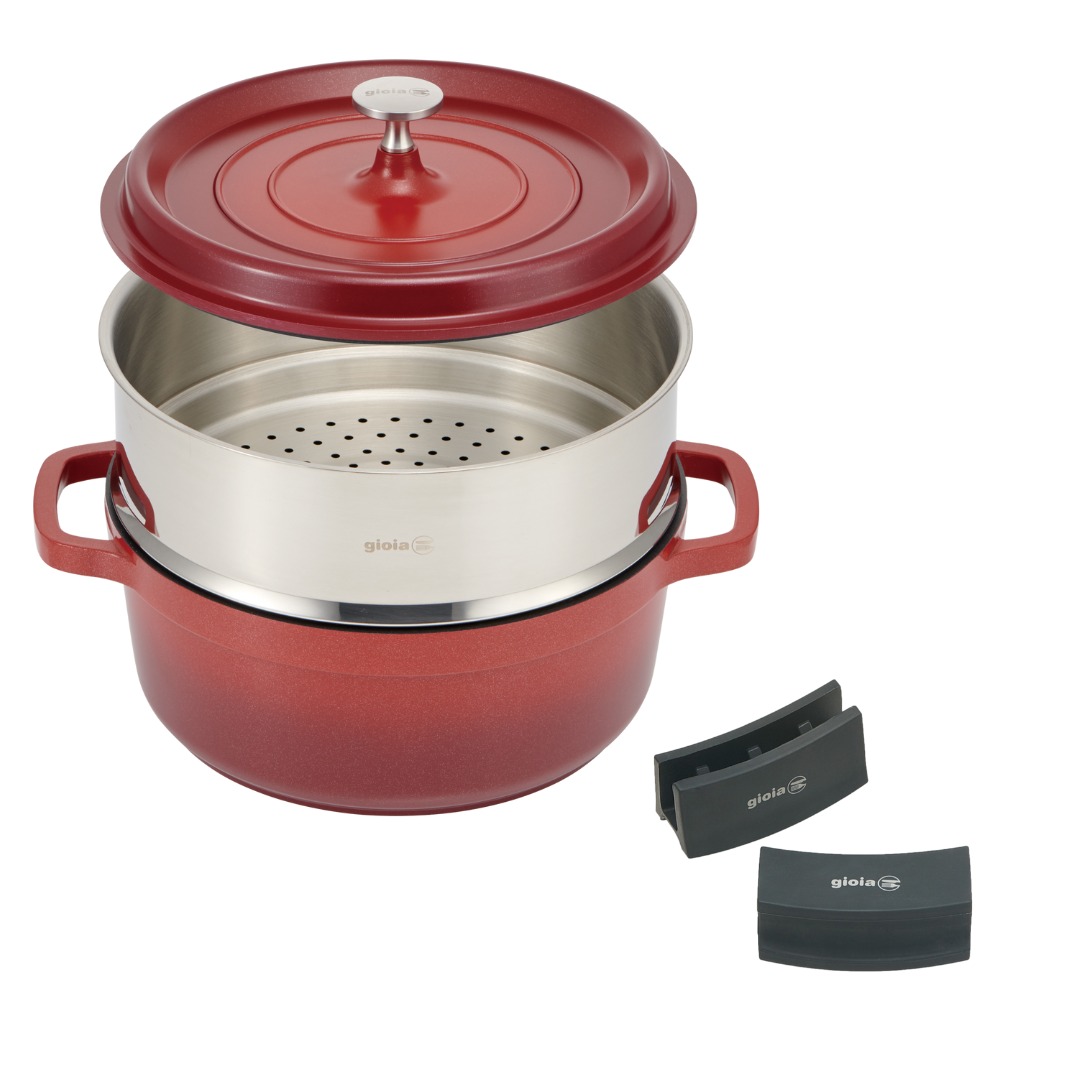 gioia キャセロール・蒸し器・ハンドルカバー3点セット