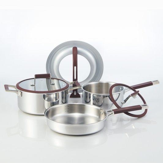 m.design ラミーナ 片手鍋・両手鍋・フライパン・カバーセット