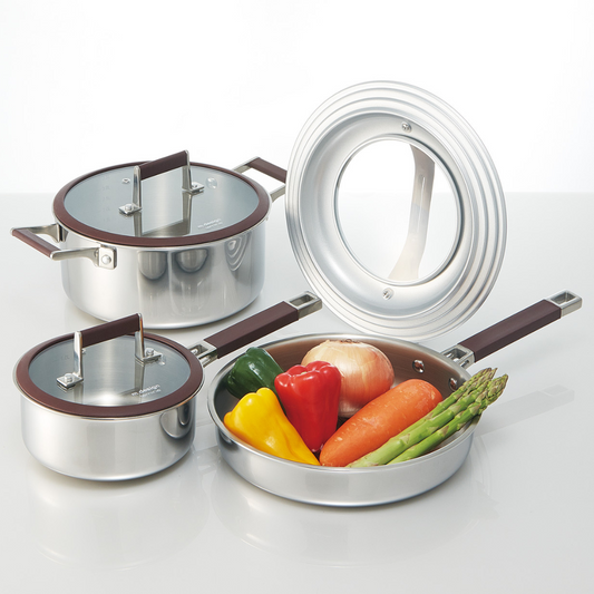 m.design ラミーナ 片手鍋・両手鍋・フライパン・カバーセット