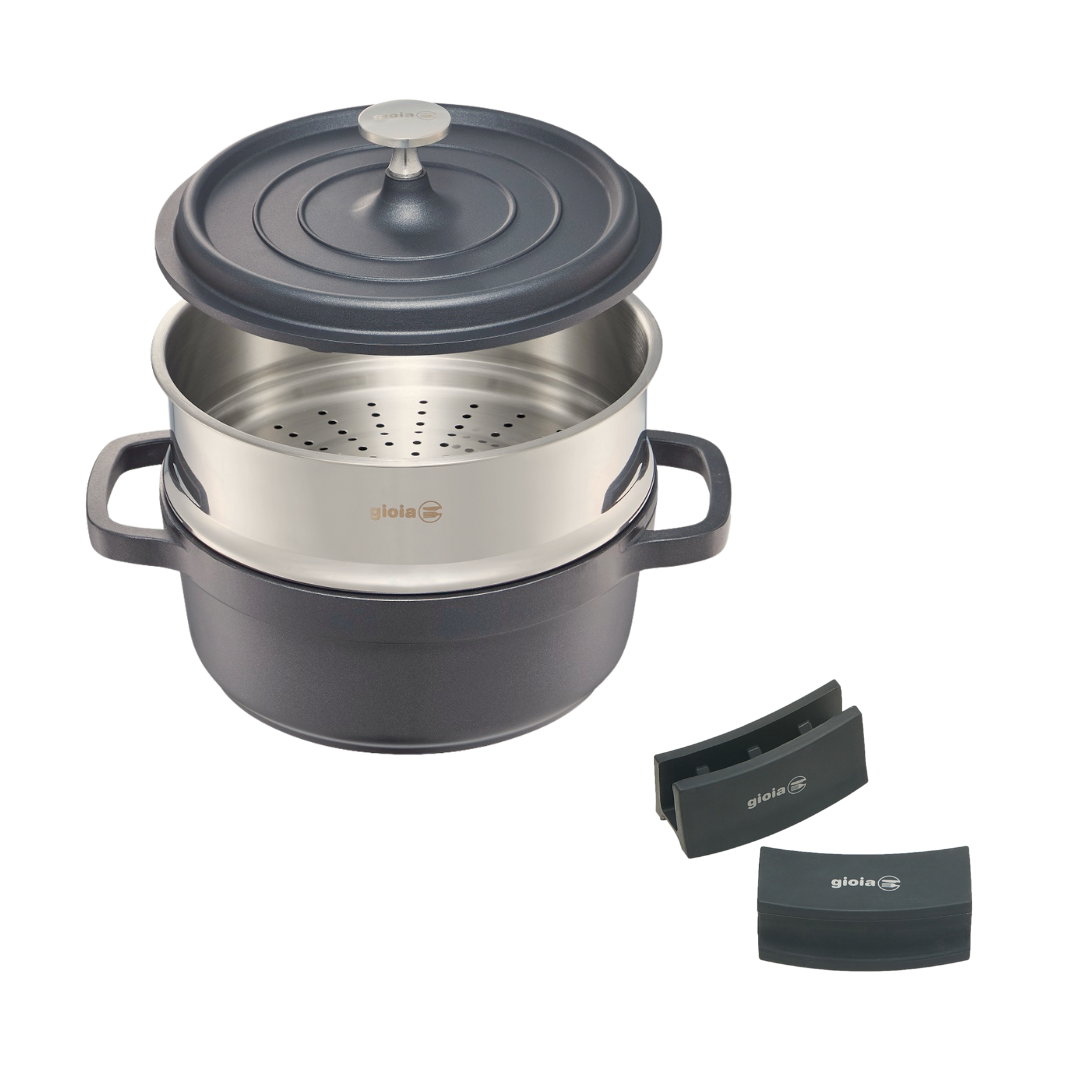 gioia キャセロール・蒸し器・ハンドルカバー3点セット