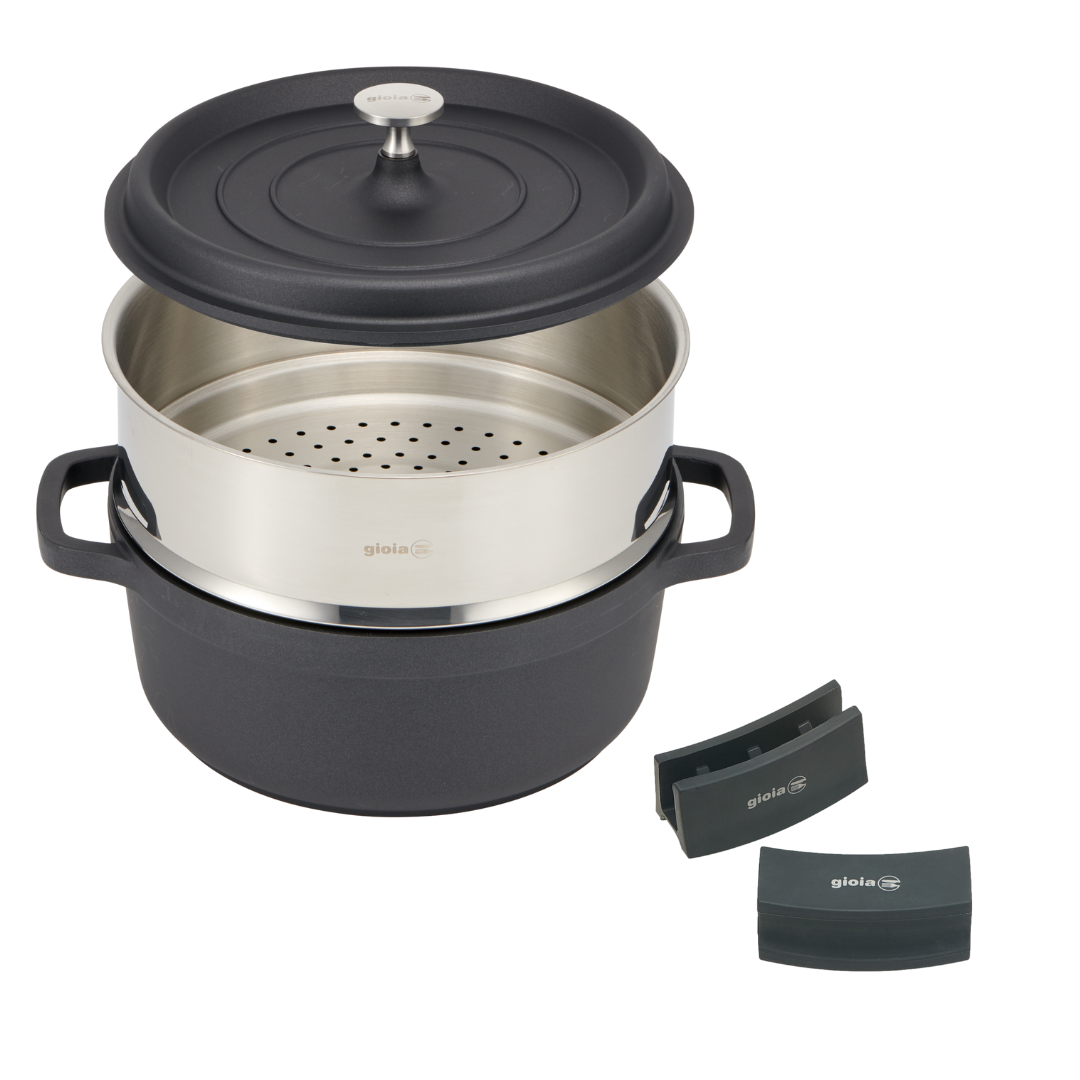 gioia キャセロール・蒸し器・ハンドルカバー3点セット